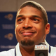 St. Louis Rams draft pick Michael Sam addresses the media during a press conference at Rams Park on May 13, 2014.
Dilip Vishwanat
